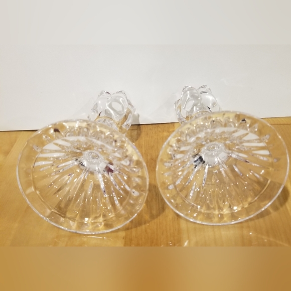 Set of 2 Mikasa Candle Holders Sticks Roses Shape Ambassador Crystal Slovenia - Picture 3 of 6